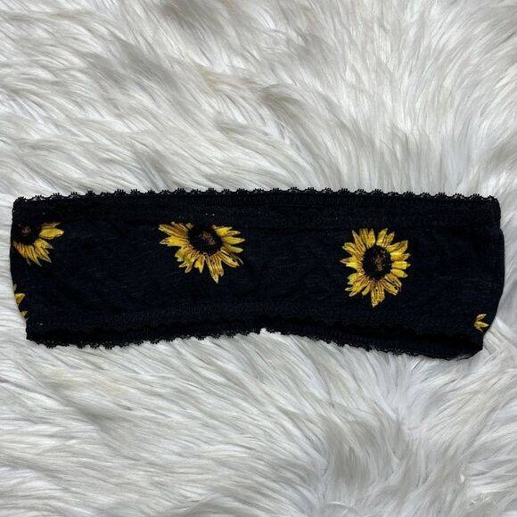 Forever 21 Sunflower Lace Trim Bandeau Black and Yellow Size Medium - Picture 3 of 3